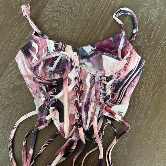 PrettyLittleThing Tops - Pink And White Corset Top